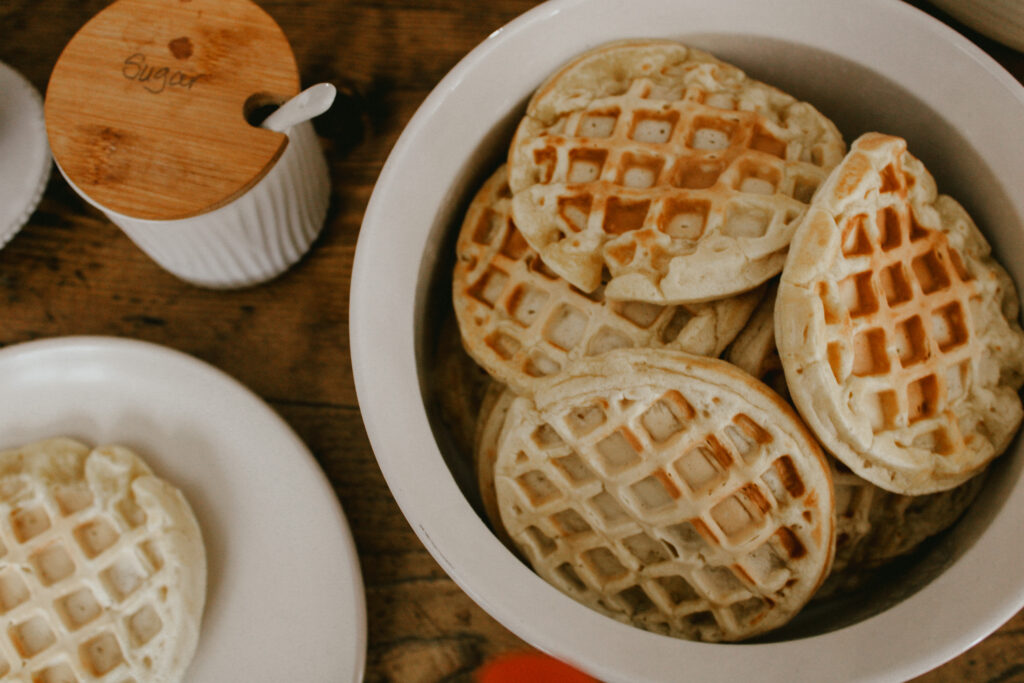 Sourdough waffle batch baking